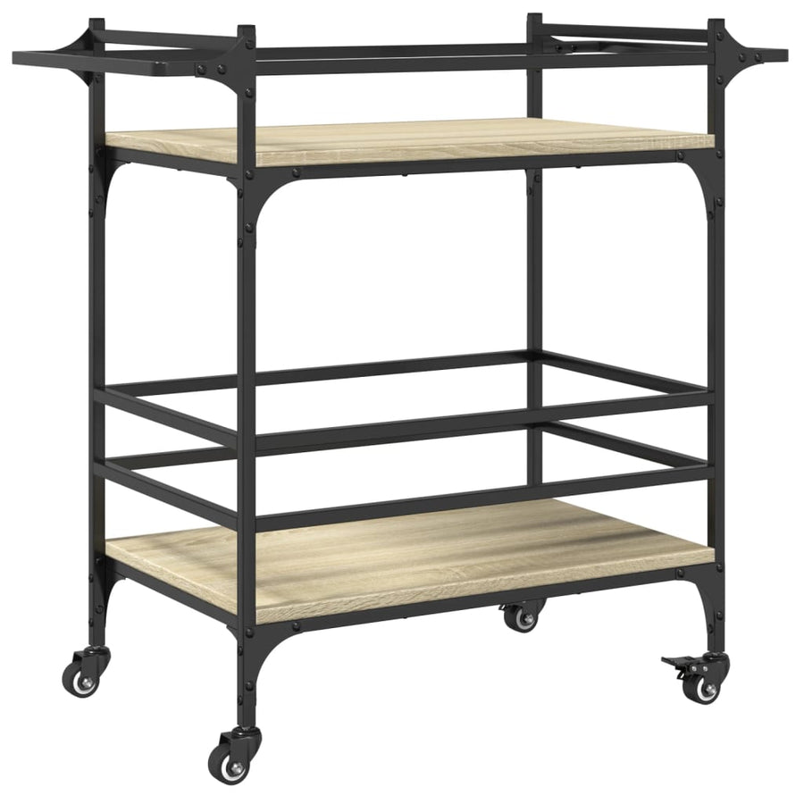 Keukentrolley 82X40X78,5 Cm Bewerkt Hout Sonoma Eikenkleurig