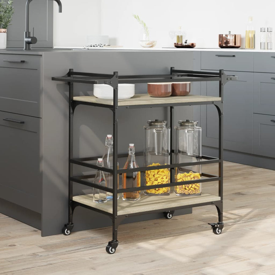 Keukentrolley 82X40X78,5 Cm Bewerkt Hout Sonoma Eikenkleurig