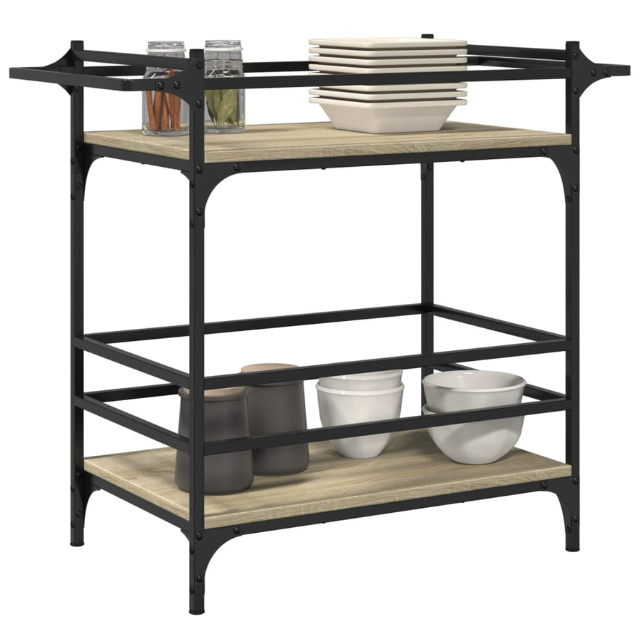 Keukentrolley 82X40X78,5 Cm Bewerkt Hout Sonoma Eikenkleurig