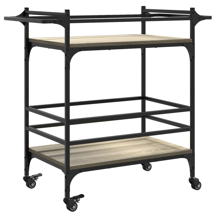 Keukentrolley 82X40X78,5 Cm Bewerkt Hout Sonoma Eikenkleurig