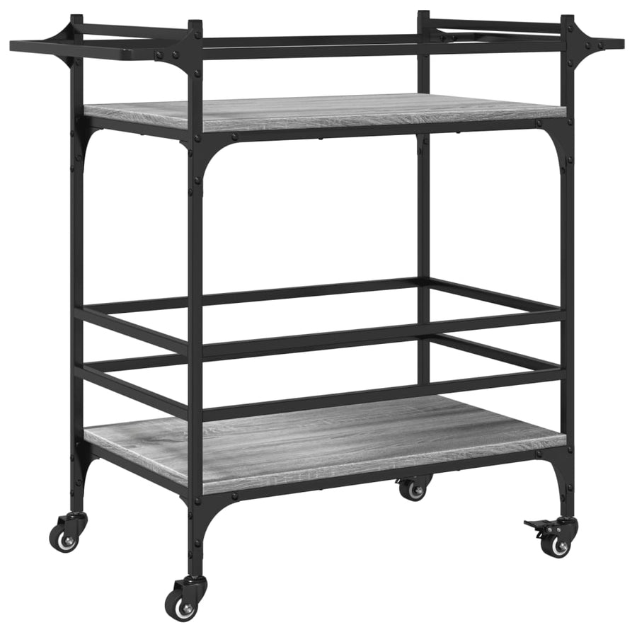 Keukentrolley 82X40X78,5 Cm Bewerkt Hout Grijs Sonoma Eiken