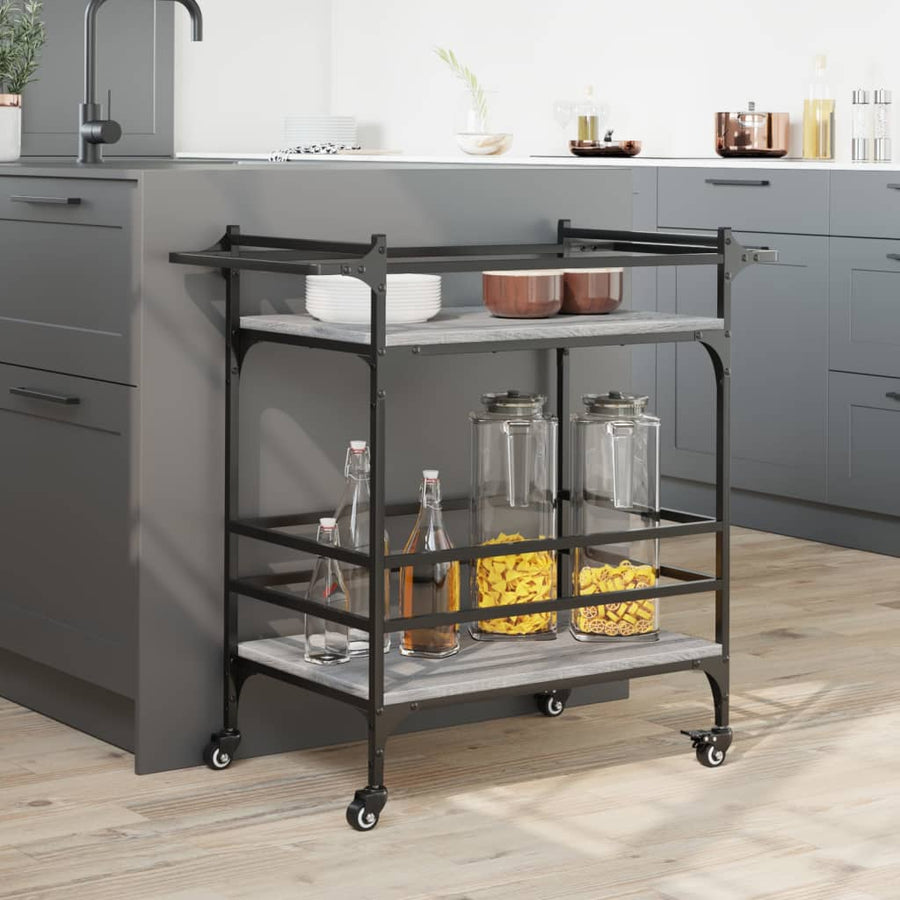 Keukentrolley 82X40X78,5 Cm Bewerkt Hout Grijs Sonoma Eiken