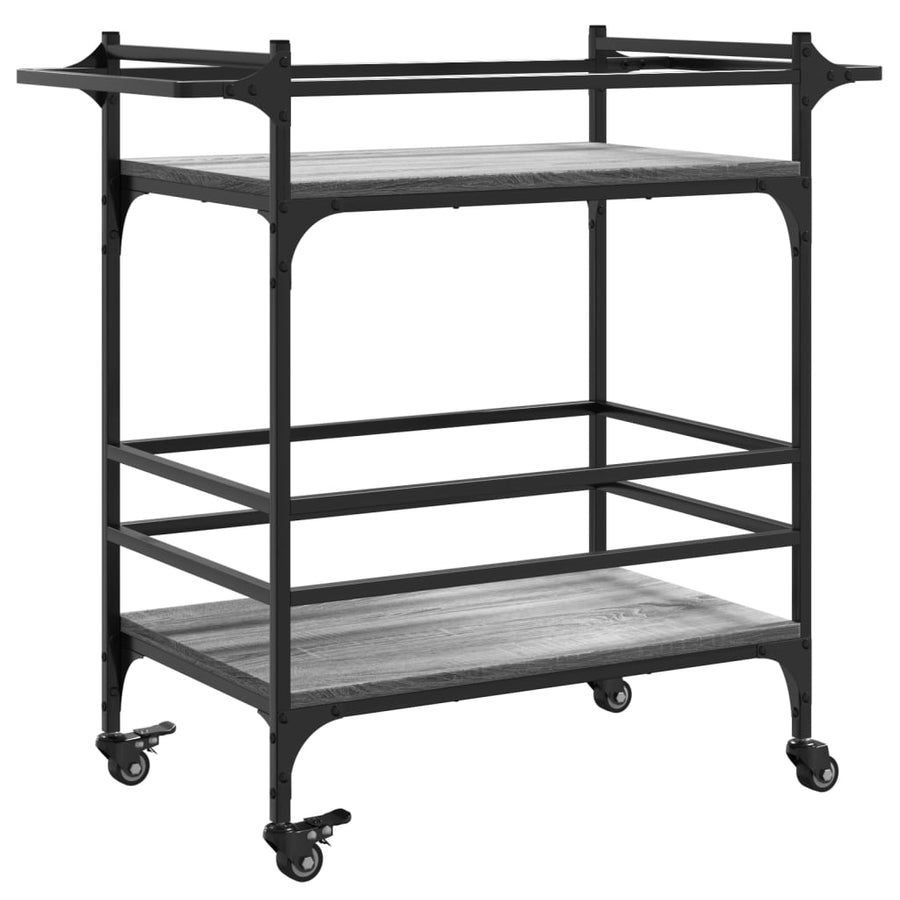 Keukentrolley 82X40X78,5 Cm Bewerkt Hout Grijs Sonoma Eiken