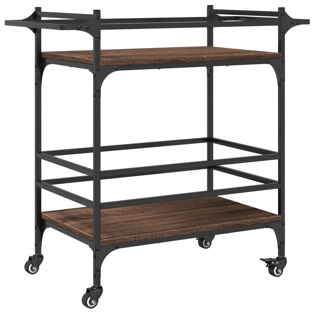 Keukentrolley 82X40X78,5 Cm Bewerkt Hout Bruin Eikenkleurig