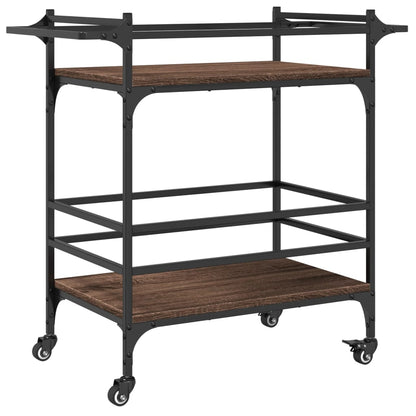 Keukentrolley 82X40X78,5 Cm Bewerkt Hout Bruin Eikenkleurig