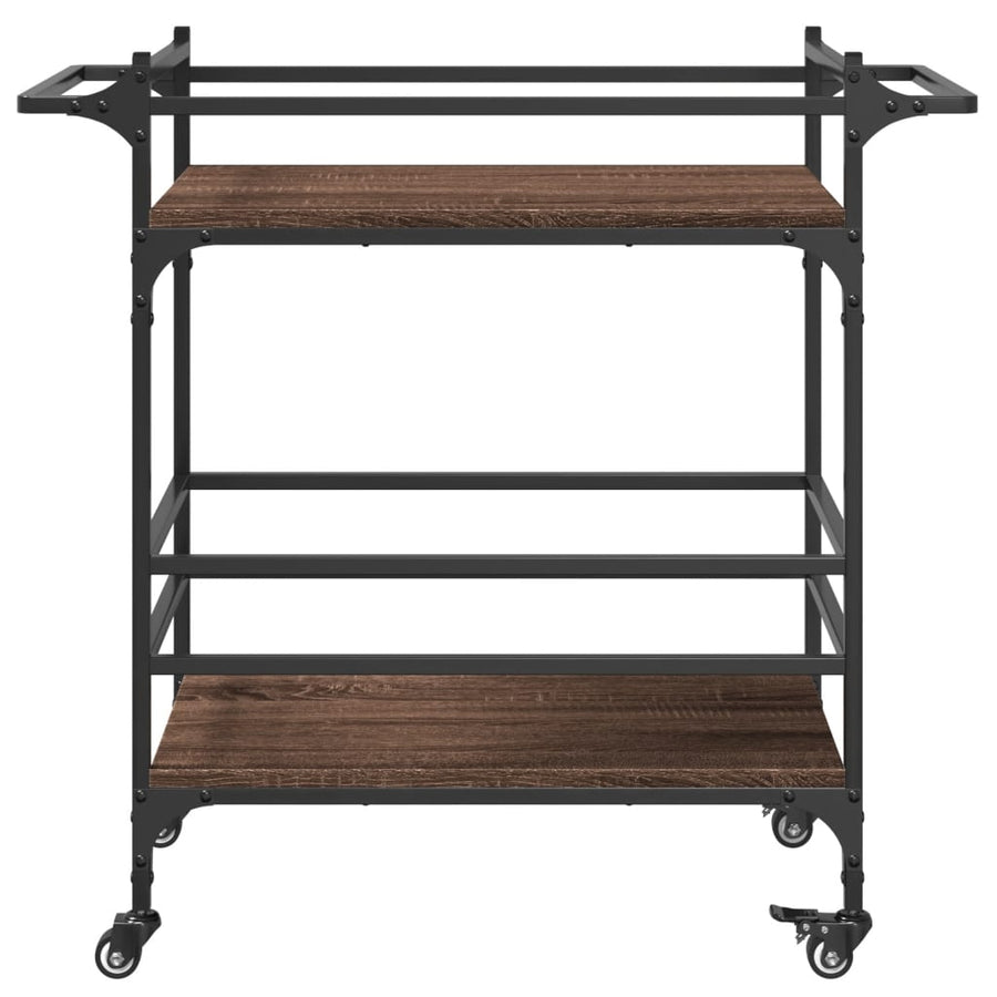 Keukentrolley 82X40X78,5 Cm Bewerkt Hout Bruin Eikenkleurig