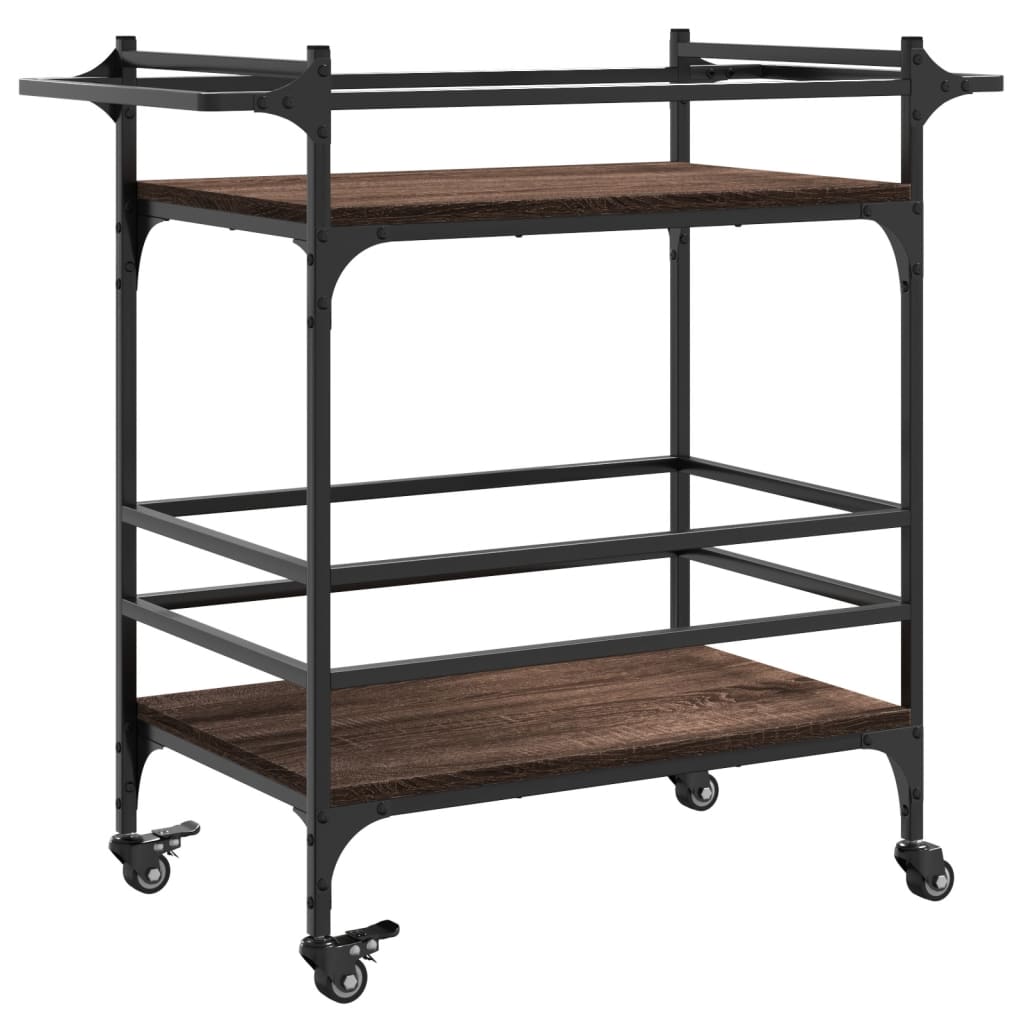 Keukentrolley 82X40X78,5 Cm Bewerkt Hout Bruin Eikenkleurig