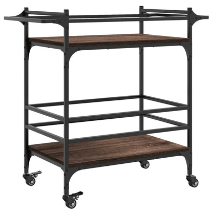 Keukentrolley 82X40X78,5 Cm Bewerkt Hout Bruin Eikenkleurig