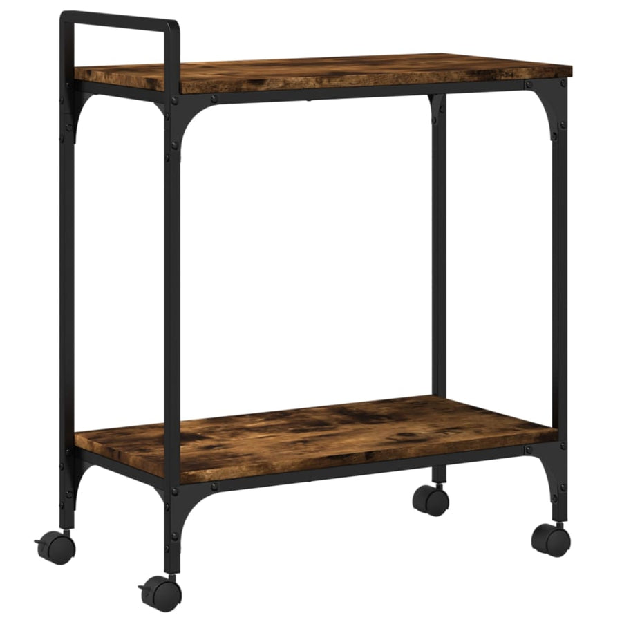 Keukentrolley 60,5X31X72,5 Cm Bewerkt Hout Kleurig Gerookt eiken