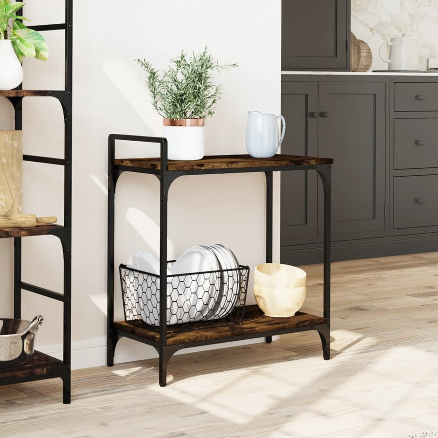 Keukentrolley 60,5X31X72,5 Cm Bewerkt Hout Kleurig Gerookt eiken