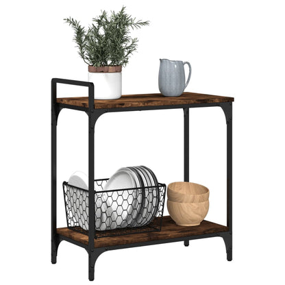 Keukentrolley 60,5X31X72,5 Cm Bewerkt Hout Gerookt Eikenkleurig