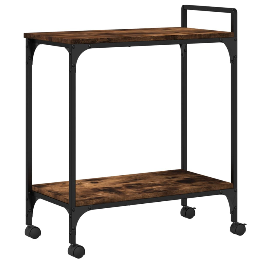 Keukentrolley 60,5X31X72,5 Cm Bewerkt Hout Kleurig Gerookt eiken