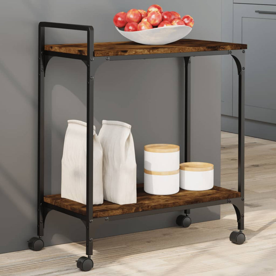 Keukentrolley 60,5X31X72,5 Cm Bewerkt Hout Kleurig Gerookt eiken