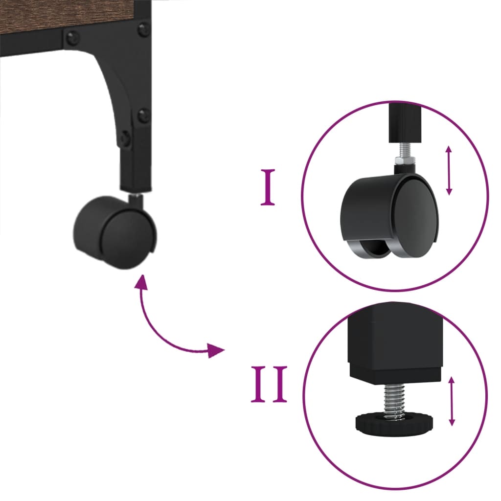Keukentrolley 60,5X31X72,5 Cm Bewerkt Hout Bruin Eikenkleurig