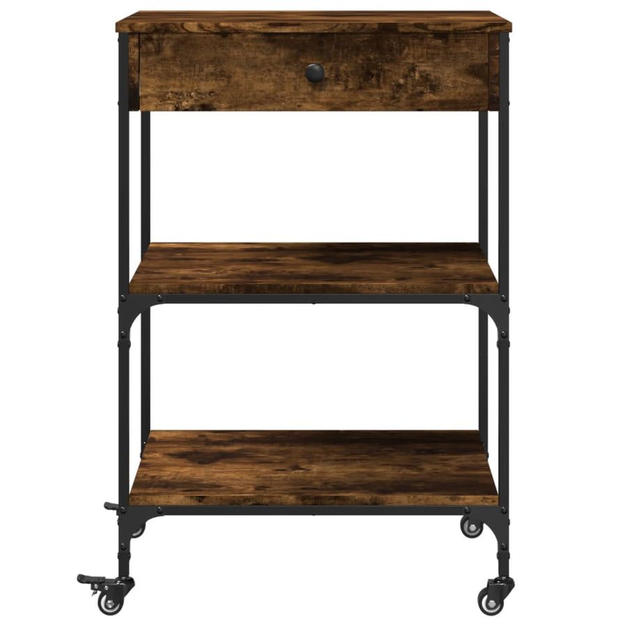 Keukentrolley 60X48X89,5 Cm Bewerkt Hout Gerookt Eikenkleurig