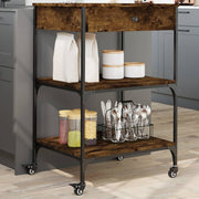 Keukentrolley 60x48x89,5 cm bewerkt hout gerookt eiken