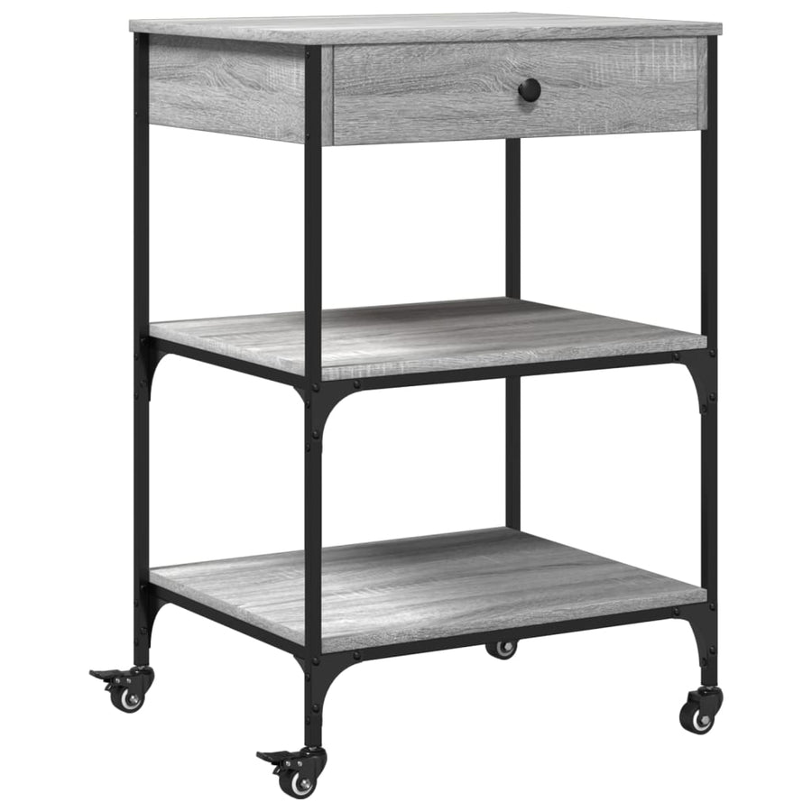 Keukentrolley 60X48X89,5 Cm Bewerkt Hout Grijs Sonoma Eiken