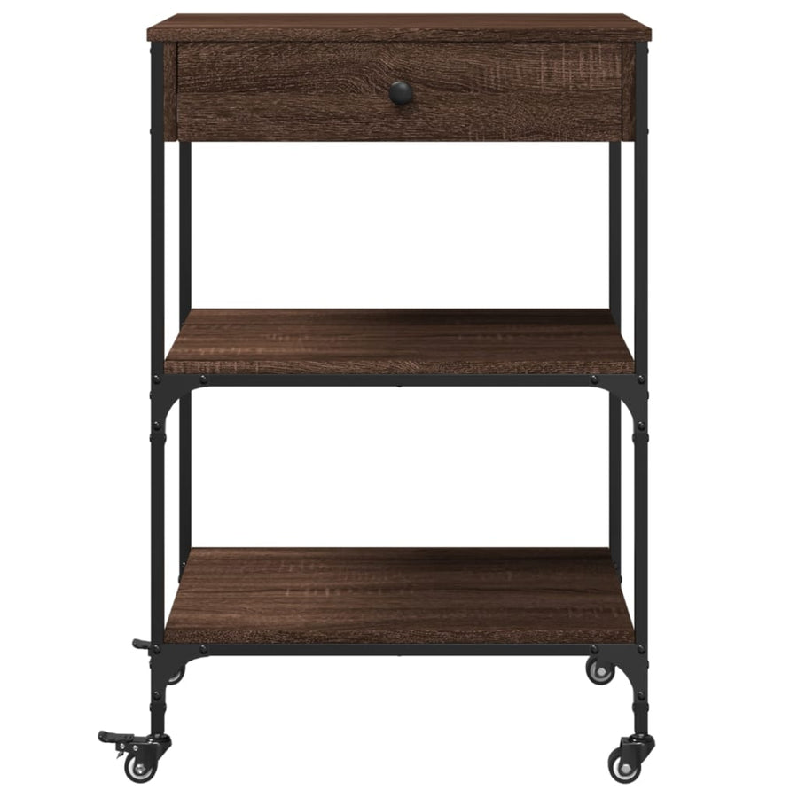 Keukentrolley 60X48X89,5 Cm Bewerkt Hout Bruin Eikenkleurig