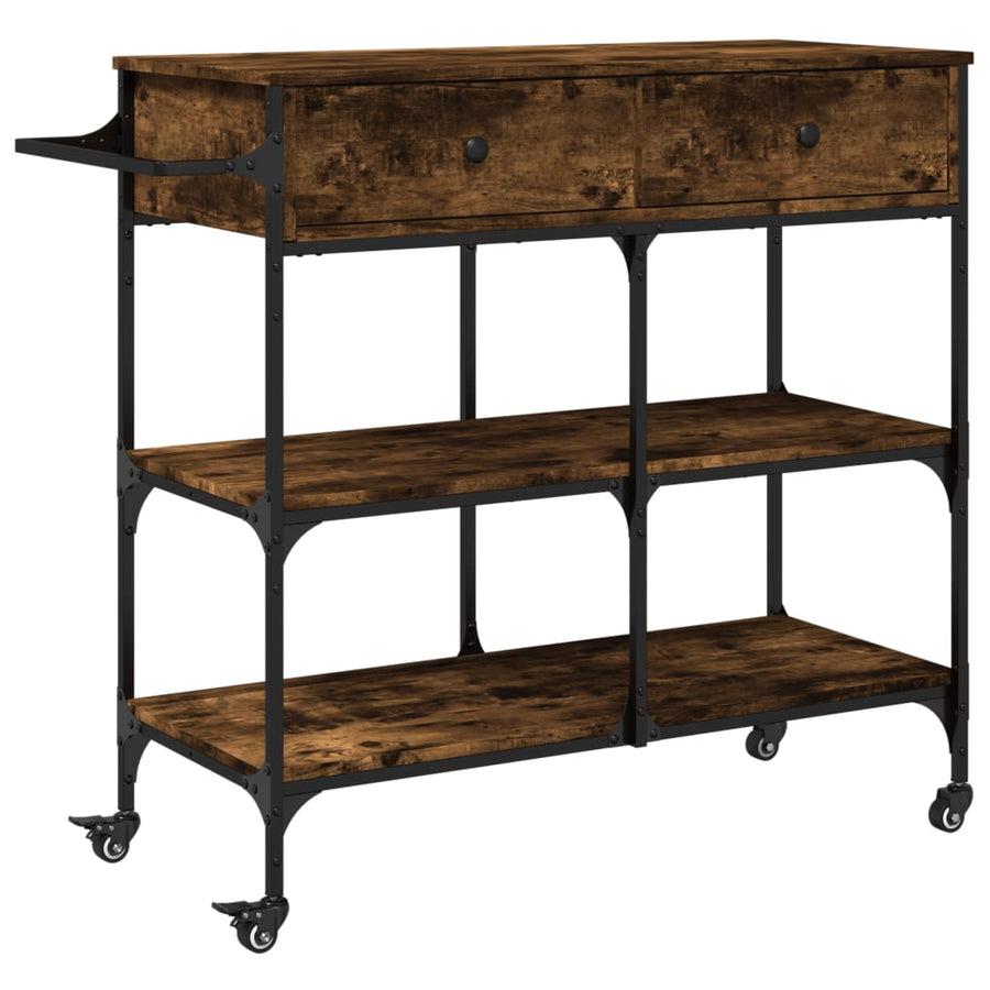 Keukentrolley 105X42X95 Cm Bewerkt Hout Gerookt Eikenkleurig