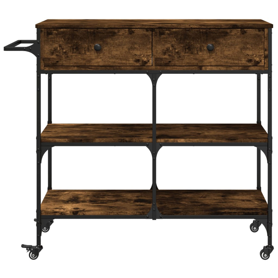Keukentrolley 105X42X95 Cm Bewerkt Hout Gerookt Eikenkleurig