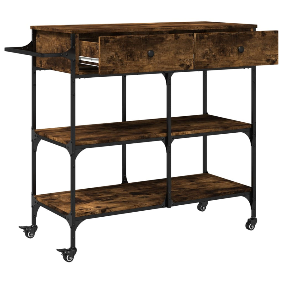 Keukentrolley 105X42X95 Cm Bewerkt Hout Gerookt Eikenkleurig