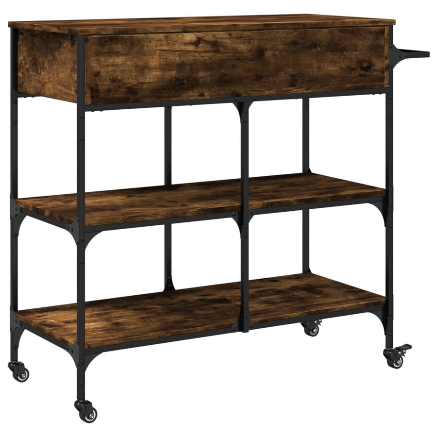 Keukentrolley 105X42X95 Cm Bewerkt Hout Gerookt Eikenkleurig