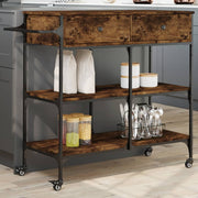Keukentrolley 105x42x95 cm bewerkt hout gerookt eiken