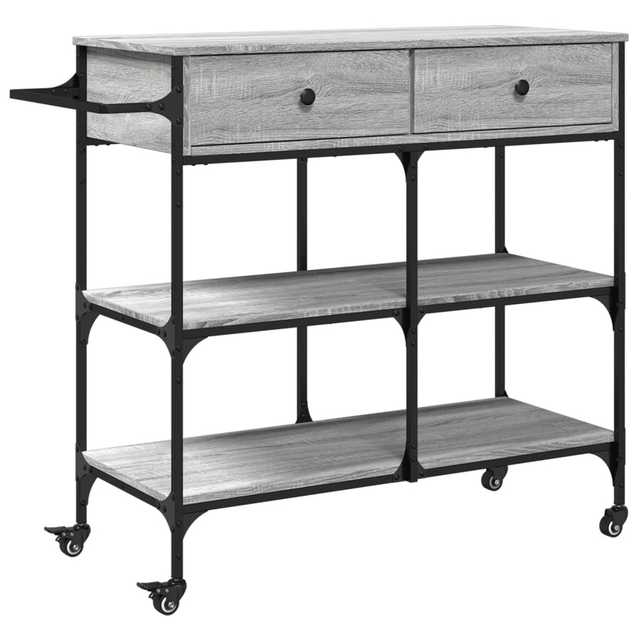 Keukentrolley 105X42X95 Cm Bewerkt Hout Grijs Sonoma Eikenkleur