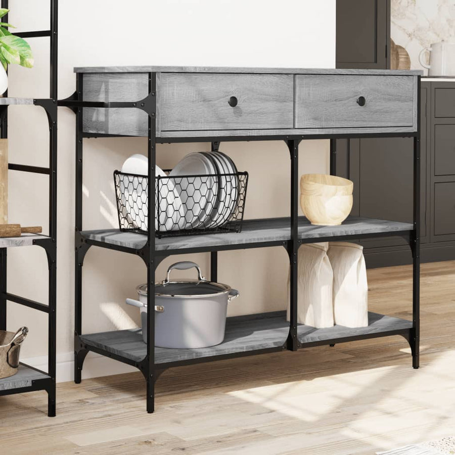 Keukentrolley 105X42X95 Cm Bewerkt Hout Grijs Sonoma Eikenkleur