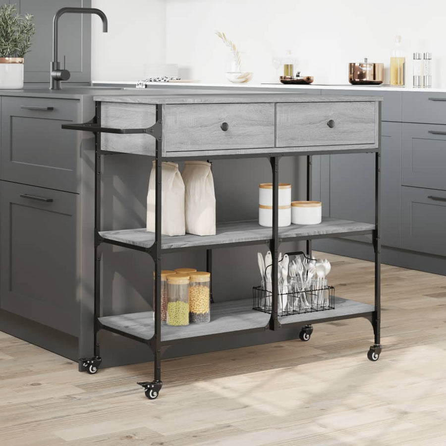 Keukentrolley 105X42X95 Cm Bewerkt Hout Grijs Sonoma Eikenkleur