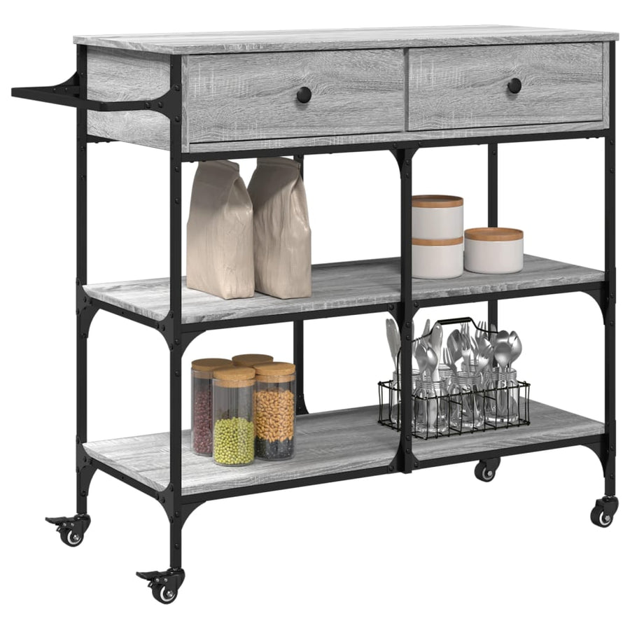 Keukentrolley 105X42X95 Cm Bewerkt Hout Grijs Sonoma Eikenkleur