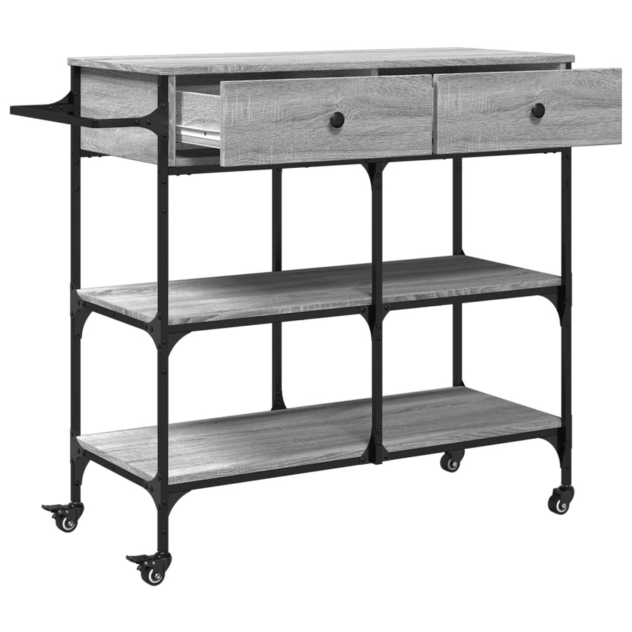 Keukentrolley 105X42X95 Cm Bewerkt Hout Grijs Sonoma Eikenkleur