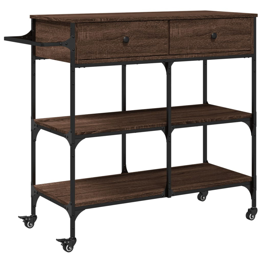 Keukentrolley 105X42X95 Cm Bewerkt Hout Bruin Eikenkleurig