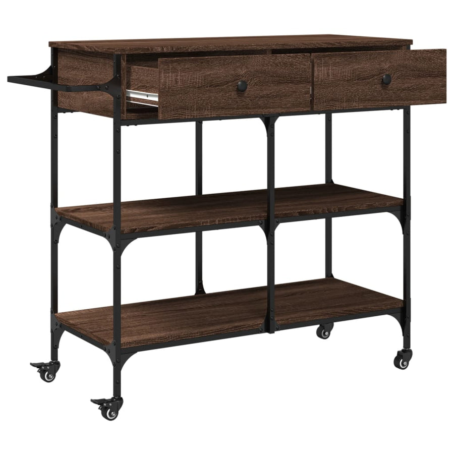 Keukentrolley 105X42X95 Cm Bewerkt Hout Bruin Eikenkleurig