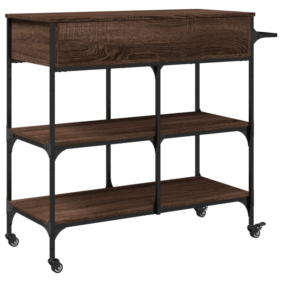 Keukentrolley 105X42X95 Cm Bewerkt Hout Bruin Eikenkleurig