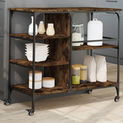 Keukentrolley 100x45x89,5 cm bewerkt hout gerookt eiken
