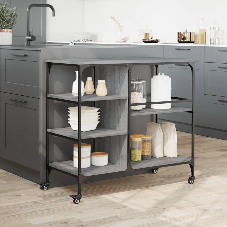 Keukentrolley 100X45X89,5 Cm Bewerkt Hout Grijs Sonoma Eiken