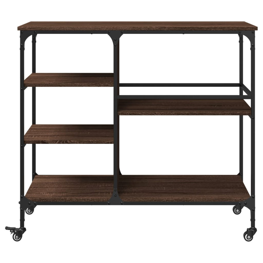 Keukentrolley 100X45X89,5 Cm Bewerkt Hout Bruin Eikenkleurig