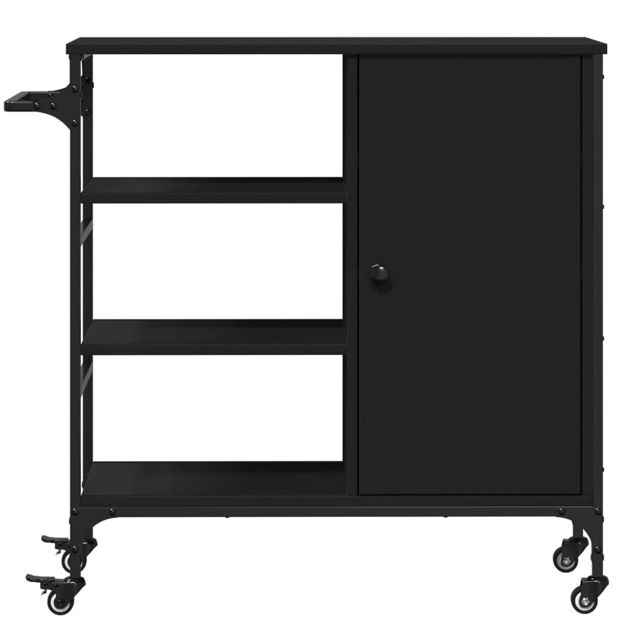 Keukentrolley 87,5X38,5X84,5 Cm Bewerkt Hout Zwart