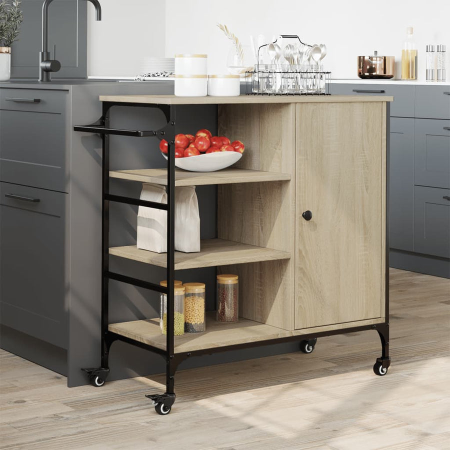 Keukentrolley 87,5X38,5X84,5 Cm Bewerkt Hout Sonoma Eikenkleur