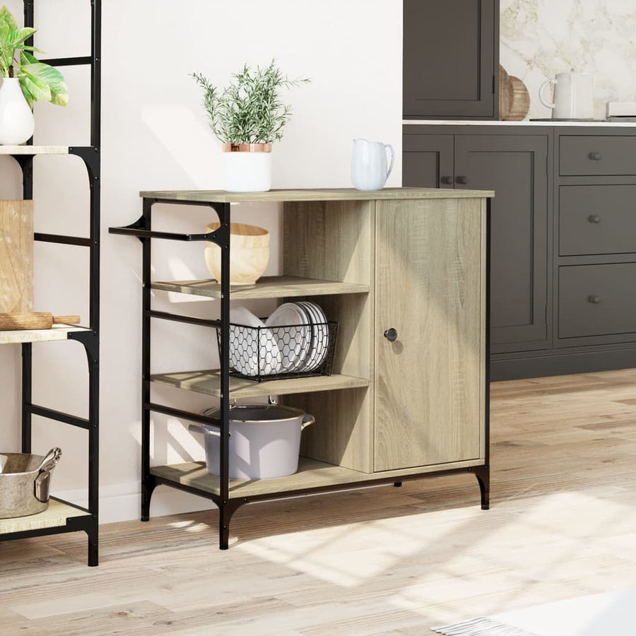 Keukentrolley 87,5X38,5X84,5 Cm Bewerkt Hout Sonoma Eikenkleur