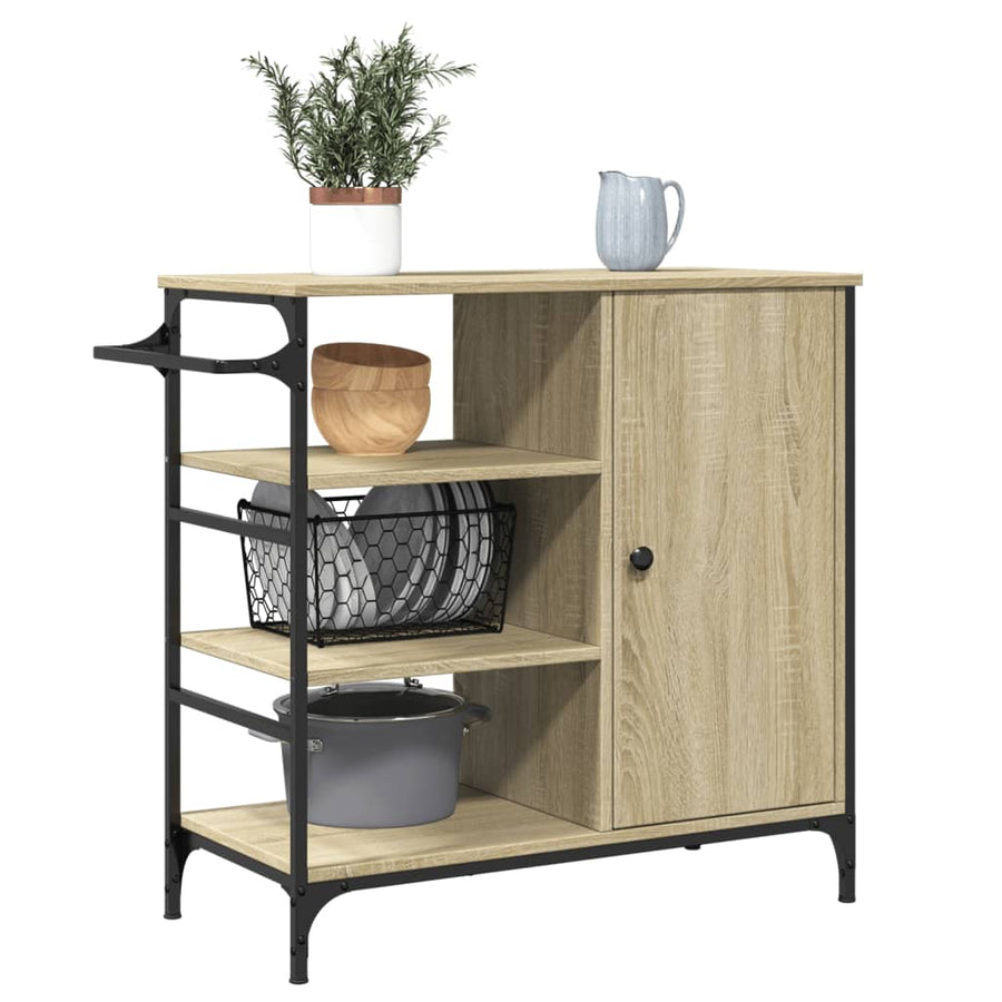 Keukentrolley 87,5X38,5X84,5 Cm Bewerkt Hout Sonoma Eikenkleur