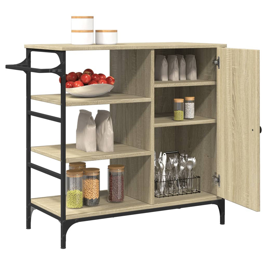 Keukentrolley 87,5X38,5X84,5 Cm Bewerkt Hout Sonoma Eikenkleur