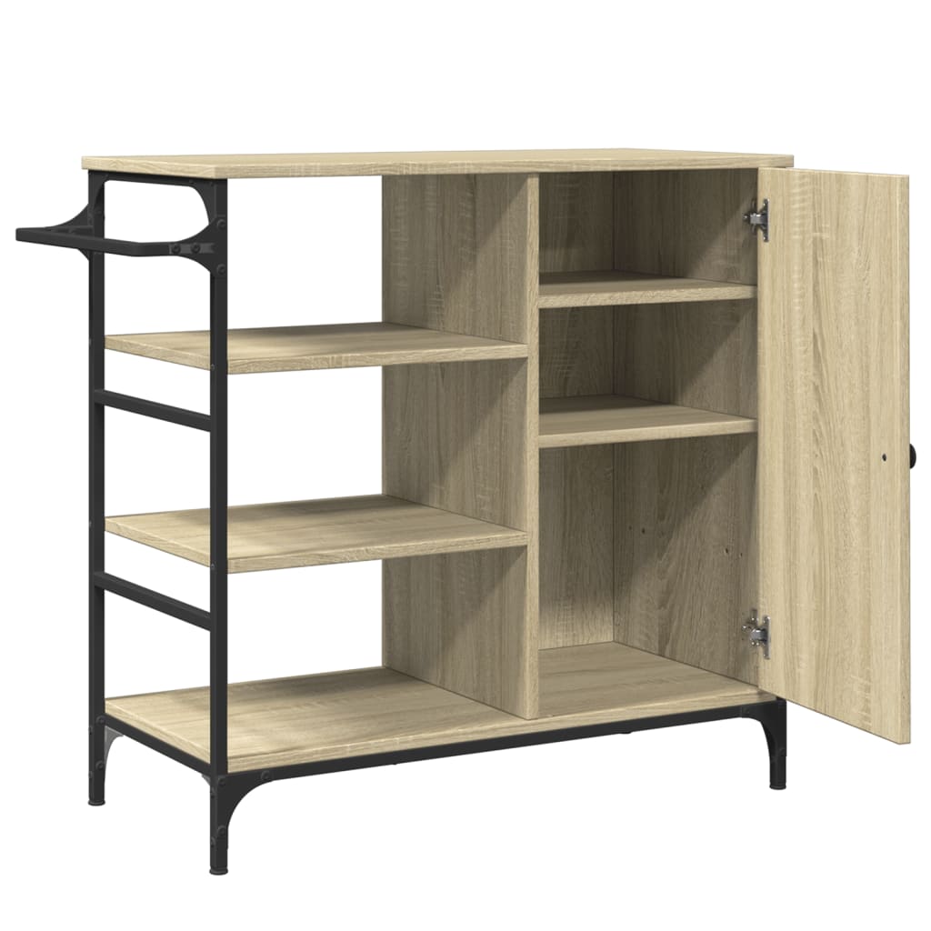 Keukentrolley 87,5X38,5X84,5 Cm Bewerkt Hout Sonoma Eikenkleur