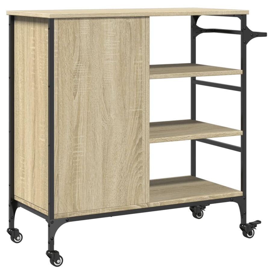 Keukentrolley 87,5X38,5X84,5 Cm Bewerkt Hout Sonoma Eikenkleur