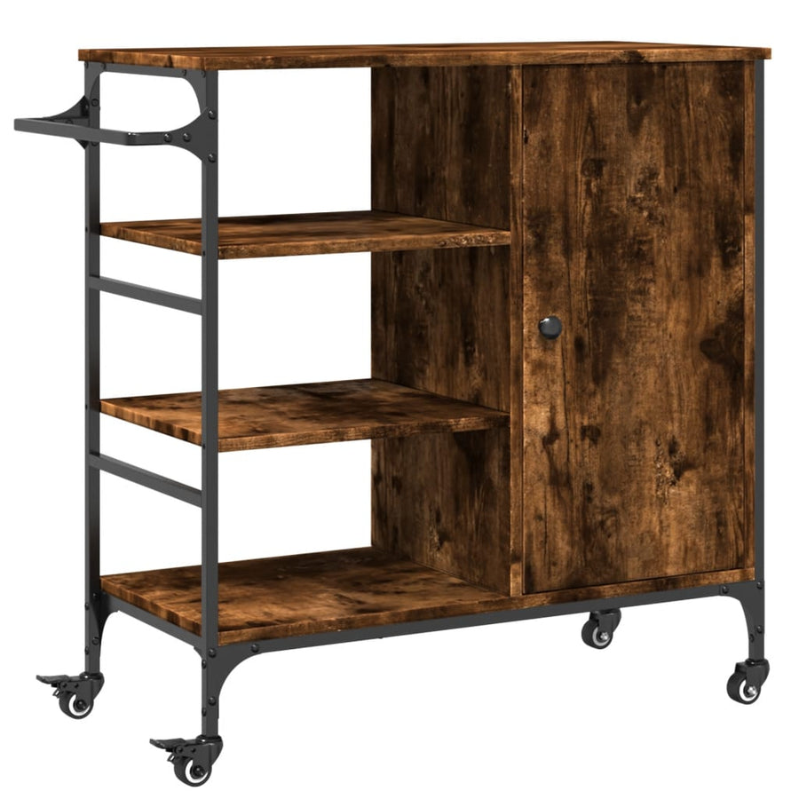 Keukentrolley 87,5X38,5X84,5 Cm Bewerkt Hout Gerookt Eikenkleur