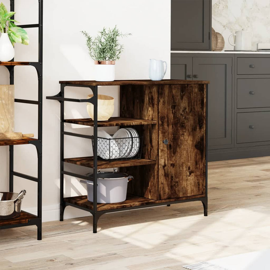 Keukentrolley 87,5X38,5X84,5 Cm Bewerkt Hout Gerookt Eikenkleur