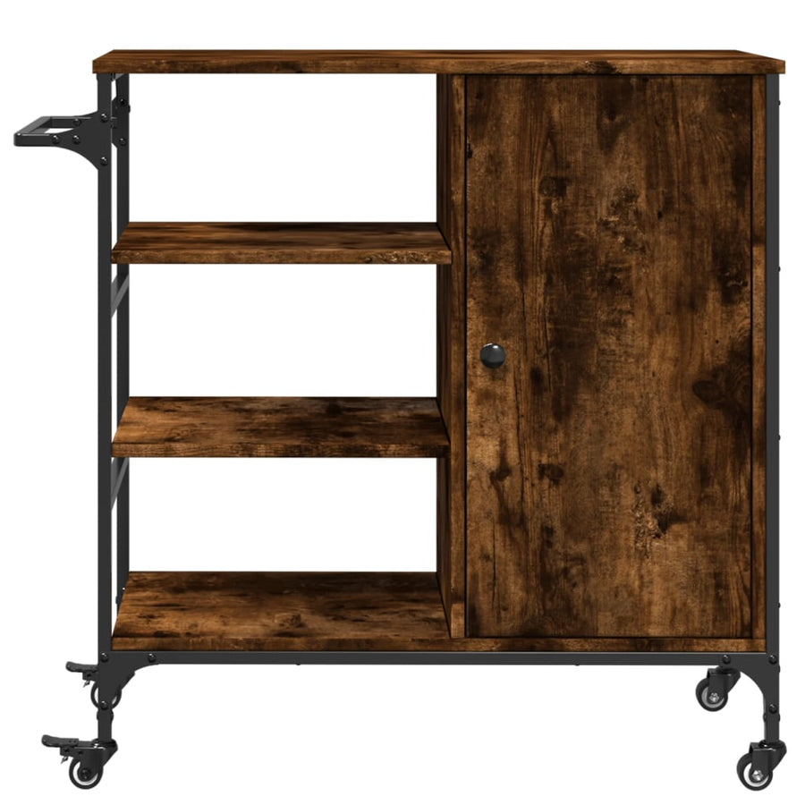 Keukentrolley 87,5X38,5X84,5 Cm Bewerkt Hout Gerookt Eikenkleur