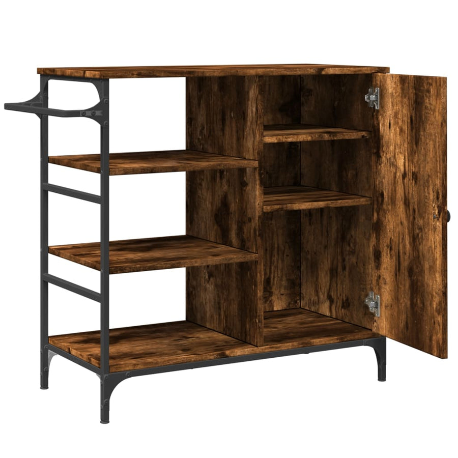 Keukentrolley 87,5X38,5X84,5 Cm Bewerkt Hout Gerookt Eikenkleur