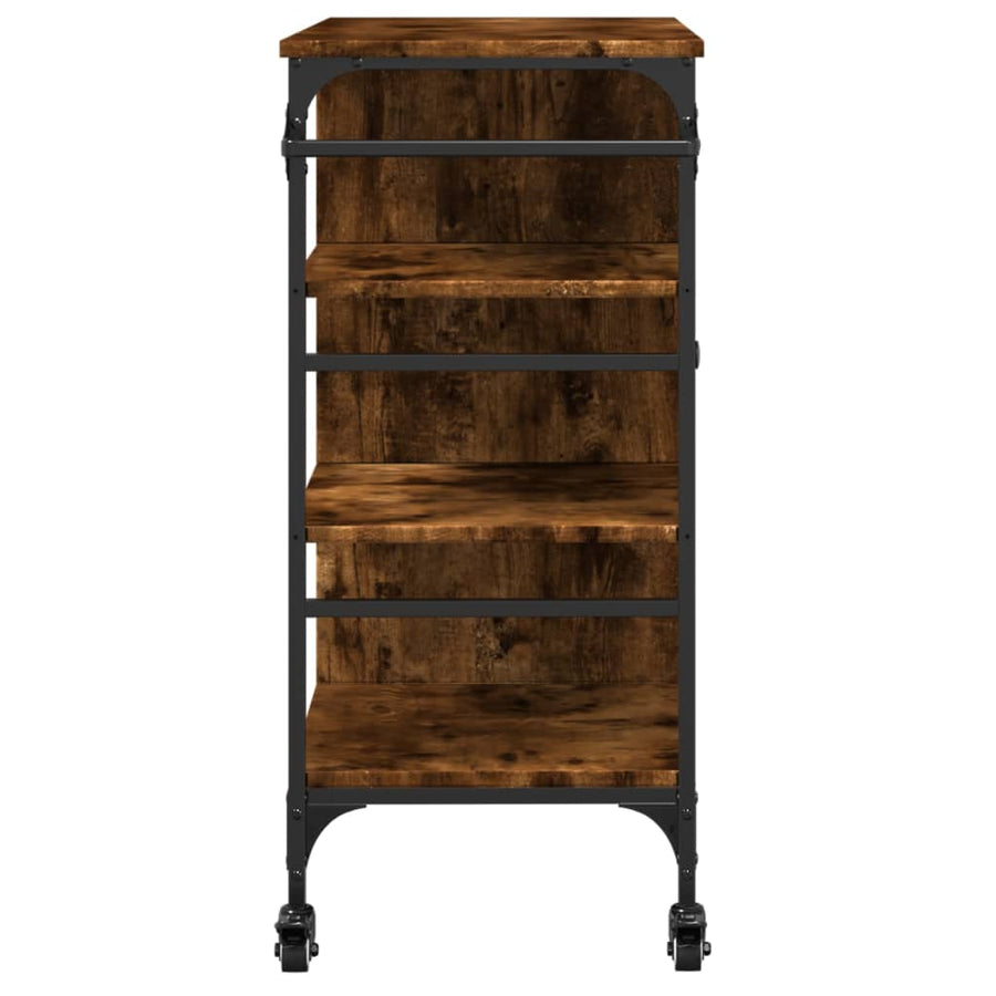Keukentrolley 87,5X38,5X84,5 Cm Bewerkt Hout Gerookt Eikenkleur